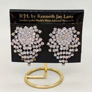 Kenneth Jay Lane Silver Earrings with Cluster Design and Chandelier Effect